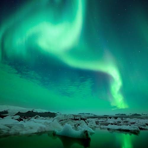 Northern lights at Joekulsarlon