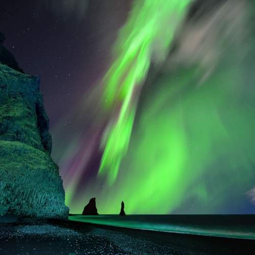 Northern lights at Reynisfjara