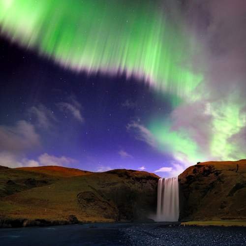 Northern Lights at Skogafoss