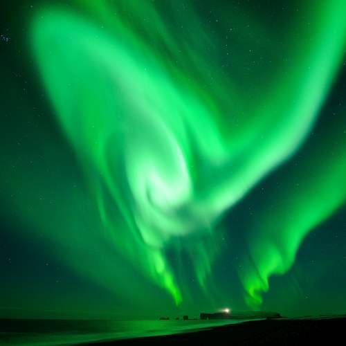 Northern lights at Dyrholaey