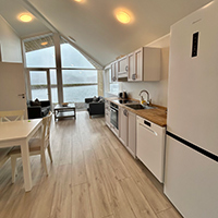 The kitchen area of the Captain's House
